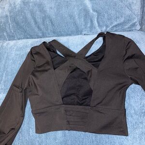 Black Long Sleeve Crop Top